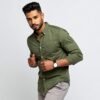 Dennis Lingo Men's Solid Slim Fit Casual Shirt – Sage Green