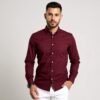 Dennis Lingo Men's Solid Slim Fit Casual Shirt – Maroon
