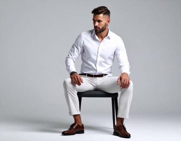 Dennis Lingo Men's Solid Slim Fit Casual Shirt – White