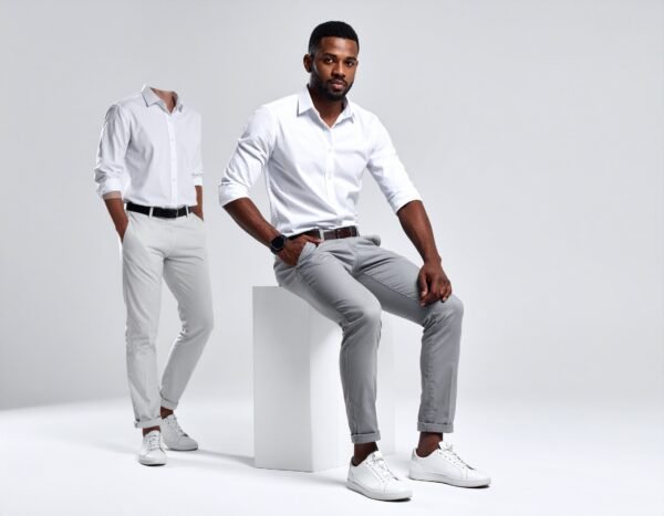 Dennis Lingo Men's Solid Slim Fit Casual Shirt – White