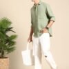 Mast & Harbour Men Pure Cotton Casual Shirt – Green