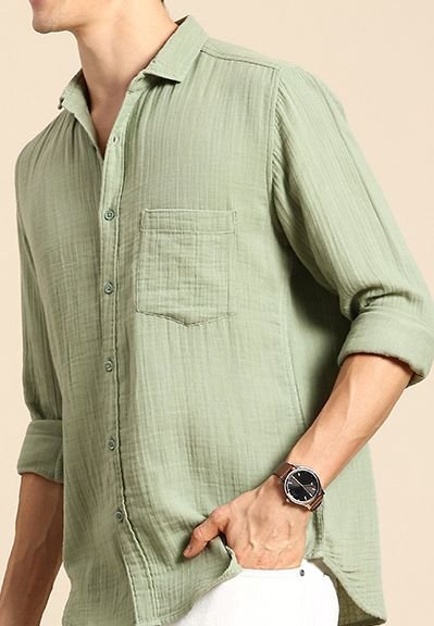 Mast & Harbour Men Pure Cotton Casual Shirt – Green