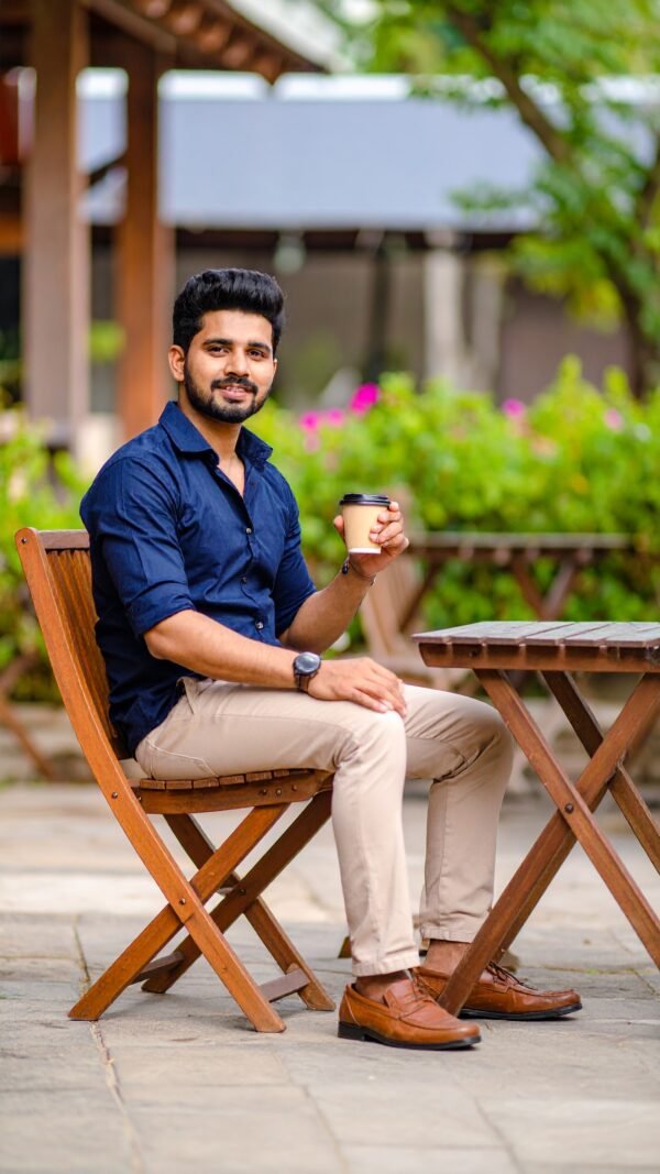 Dennis Lingo Men Cotton Solid Slim Fit Casual Shirts - Dark Blue