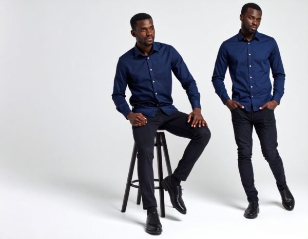 Dennis Lingo Men Cotton Solid Slim Fit Casual Shirts - Dark Blue