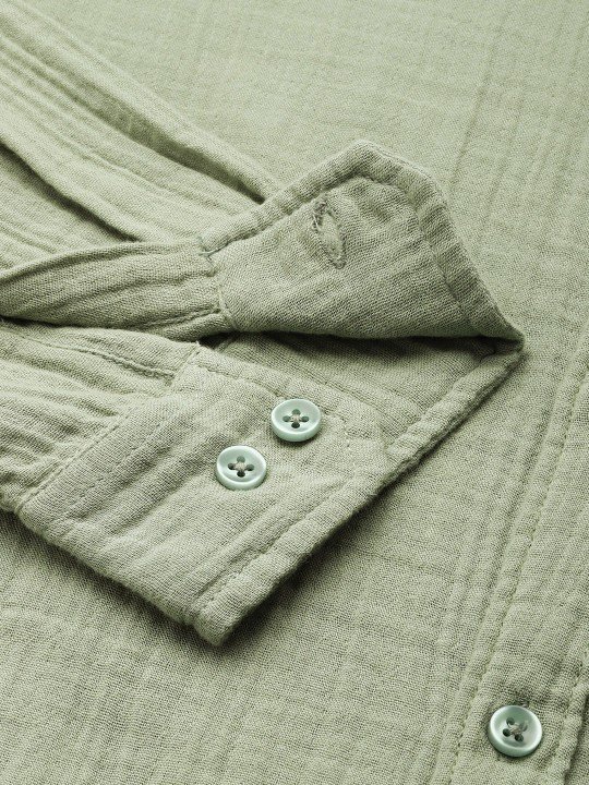 Mast & Harbour Men Pure Cotton Casual Shirt – Green
