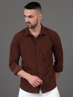 HERE&NOW Men Brown Self-Design Slim Fit Casual Shirt