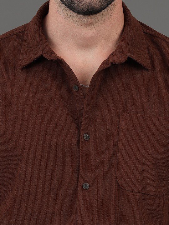 HERE&NOW Men Brown Self-Design Slim Fit Casual Shirt