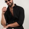 Campus Sutra Men Black Chain-Creased Shirt – Regular Fit