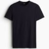 H&M Men Slim Fit Black Cotton T-Shirt