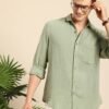 Mast & Harbour Men Pure Cotton Casual Shirt – Green