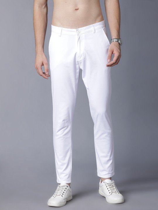 HIGHLANDER Men Solid White Tapered Fit Chinos