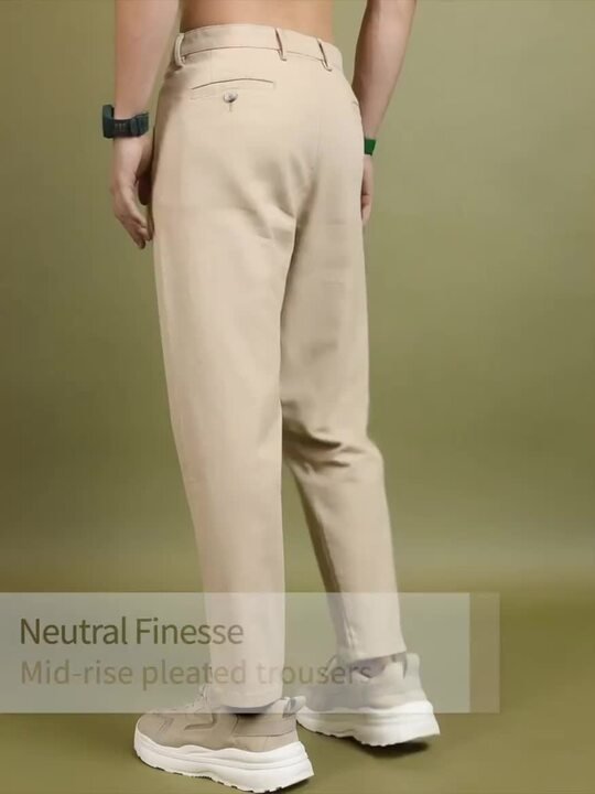 image (6) HIGHLANDER Men Beige Mid-Rise Regular Fit Trousers