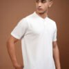 HIGHLANDER Men White Henley Collar Knitted Relaxed Fit T-shirt