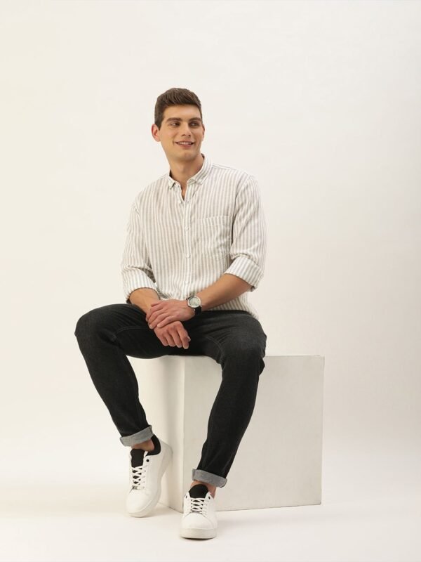 16d812a9-75c5-42dd-9c9c-1a999337c6351695122353513-Mast--Harbour-Men-Shirts-8291695122353165-6 Mast & Harbour Men Grey Striped Cotton Casual Shirt – Regular Fit, Long Sleeves