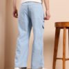 Mast & Harbour Men Straight Fit Light Blue Stretchable Jeans with Zip Detail
