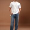 HIGHLANDER Men White Henley Collar Knitted Relaxed Fit T-shirt