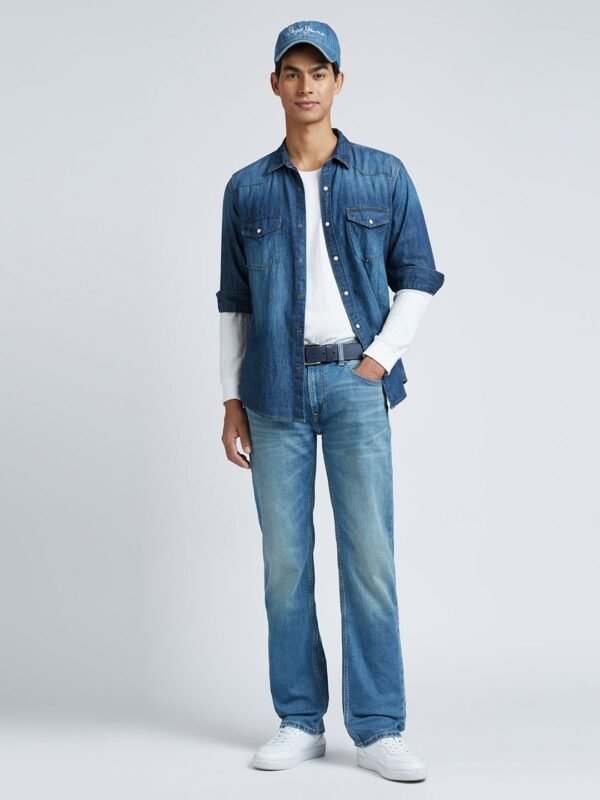 Pepe Jeans Men Holborne Regular Fit Light Fade Stretchable Jeans – Medium Blue