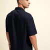 KETCH Men Navy Blue Solid Casual Shirt – Cuban Collar, Short Sleeves
