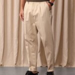 Mr Bowerbird Men Beige Liberal Fit Pleated Cotton Trousers – Mid-Rise