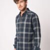 VASTRADO Men Slim Fit Tartan Checked Cotton Casual Shirt – Navy Blue, White & Grey