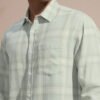 6ztRnyNf_f7109866736042518ac6913ffe1652cf LOCOMOTIVE Men Sea Green & White Textured Checked Relaxed Fit Dobby Cotton Shirt