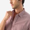 The Souled Store Men Pink Solid Long Sleeve Cotton-Linen Casual Shirt – Spread Collar