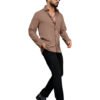 IKON FASHION Men Coffee Brown Textured Polycotton Casual Shirt – Spread Collar