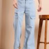 Mast & Harbour Men Straight Fit Light Blue Stretchable Jeans with Zip Detail