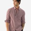 The Souled Store Men Pink Solid Long Sleeve Cotton-Linen Casual Shirt – Spread Collar