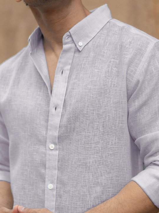 Powerlook Men Blue Solid Casual Shirt with Button-Down Collar – Regular Fit