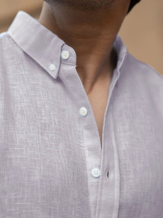 Powerlook Men Blue Solid Casual Shirt with Button-Down Collar – Regular Fit