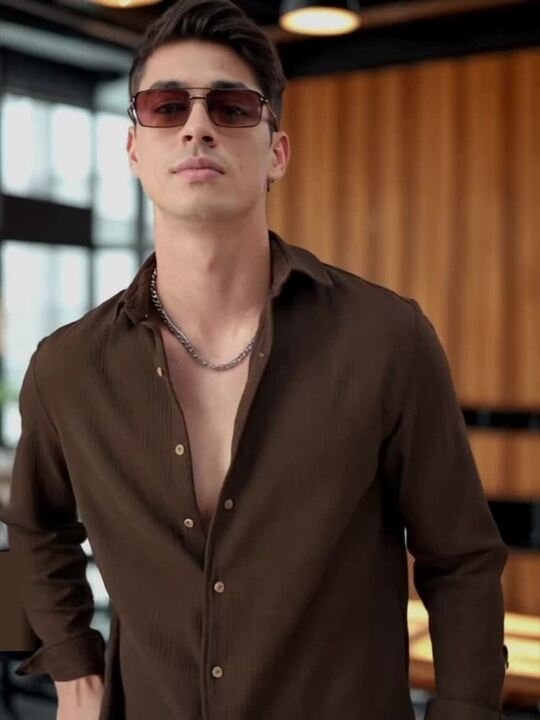 INDICLUB Men Regular Fit Spread Collar Long Sleeves Casual Shirt