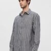 The Souled Store Men Spread Collar Vertical Striped Cotton Casual Shirt – Grey & White